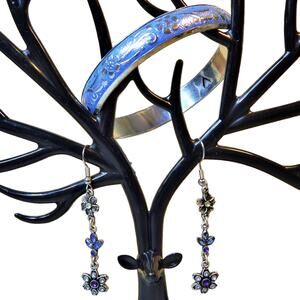 Sweet Bluesy Bracelet & Rhinestone Earrings Set